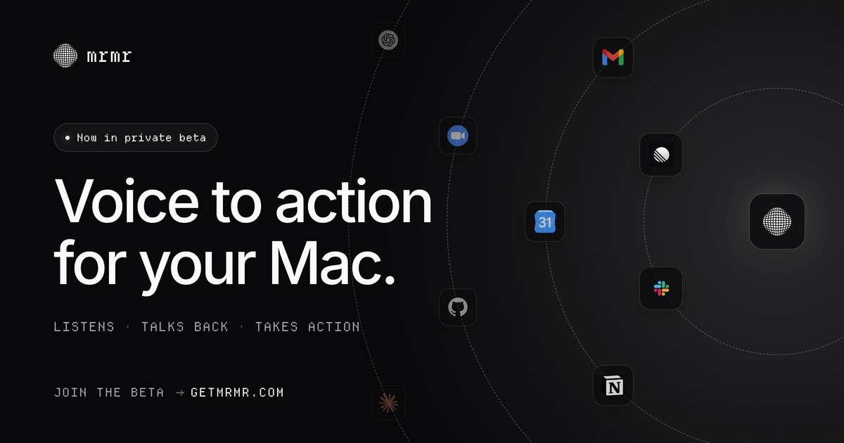 mrmr — voice to action interface for Mac